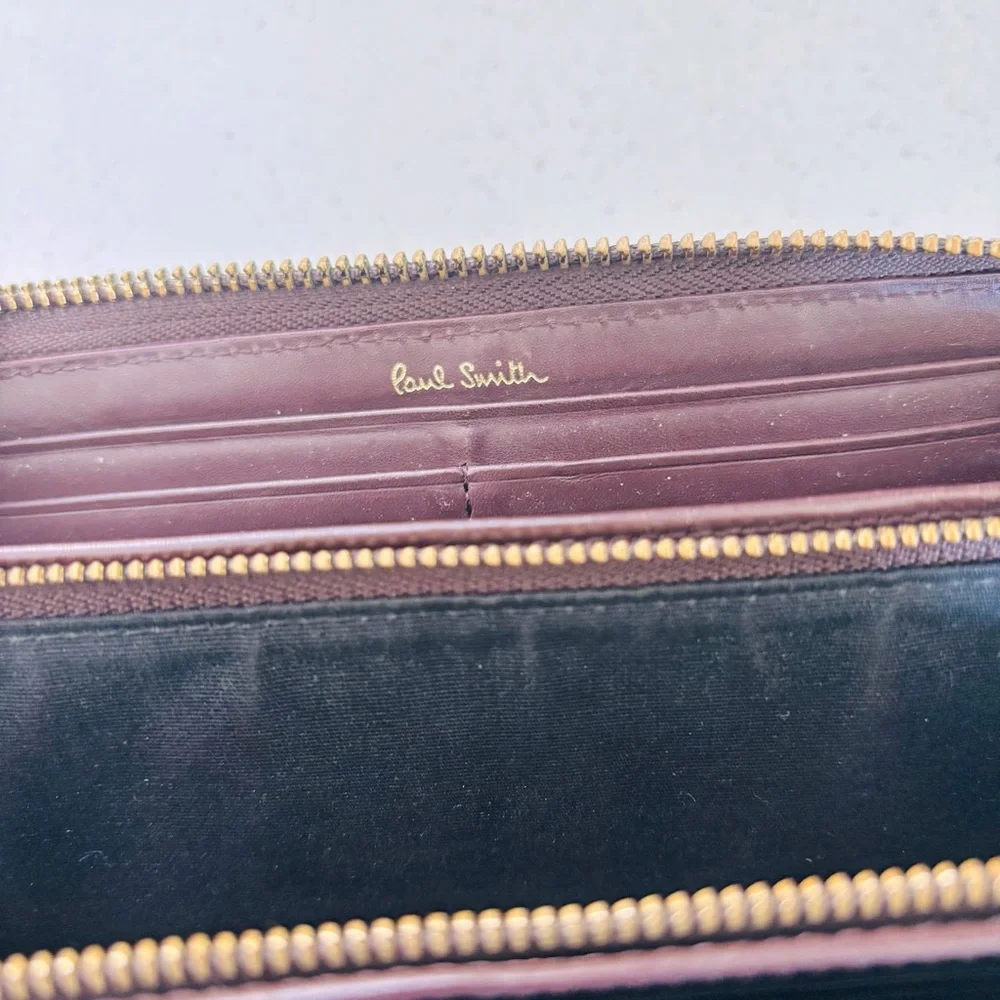 Paul Smith Authentic Leather long wallet‎ artist stripe wine red Men’s